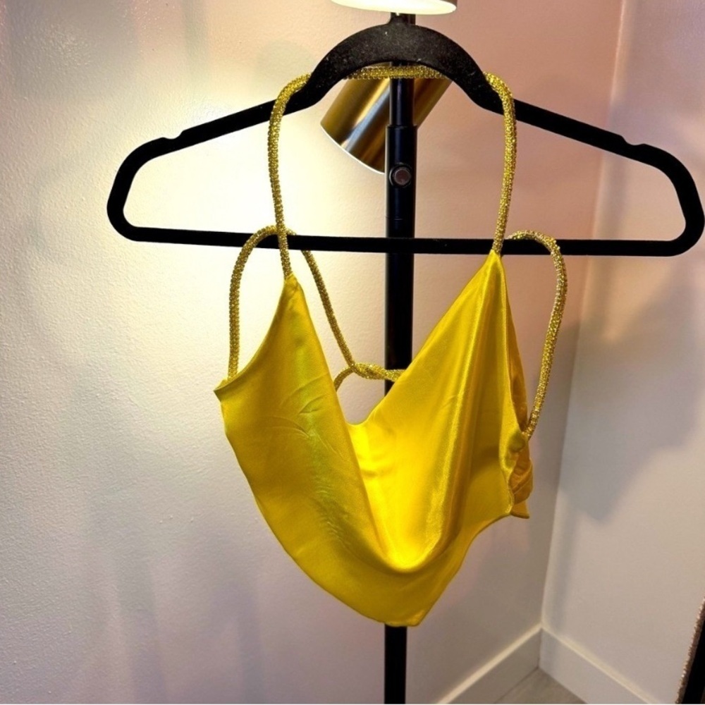 Christie Diamanté Rope Cowl Neck yellow Top from Meshki size XS